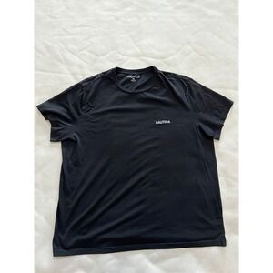Nautica Mens Black Short Sleeve Crew Neck T Shirt Size 2XL Cotton